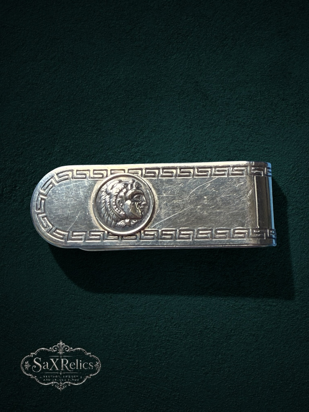Dracma — Vintage Sterling Silver Money Clip with Macedonian Drachma Replica Coin (925)