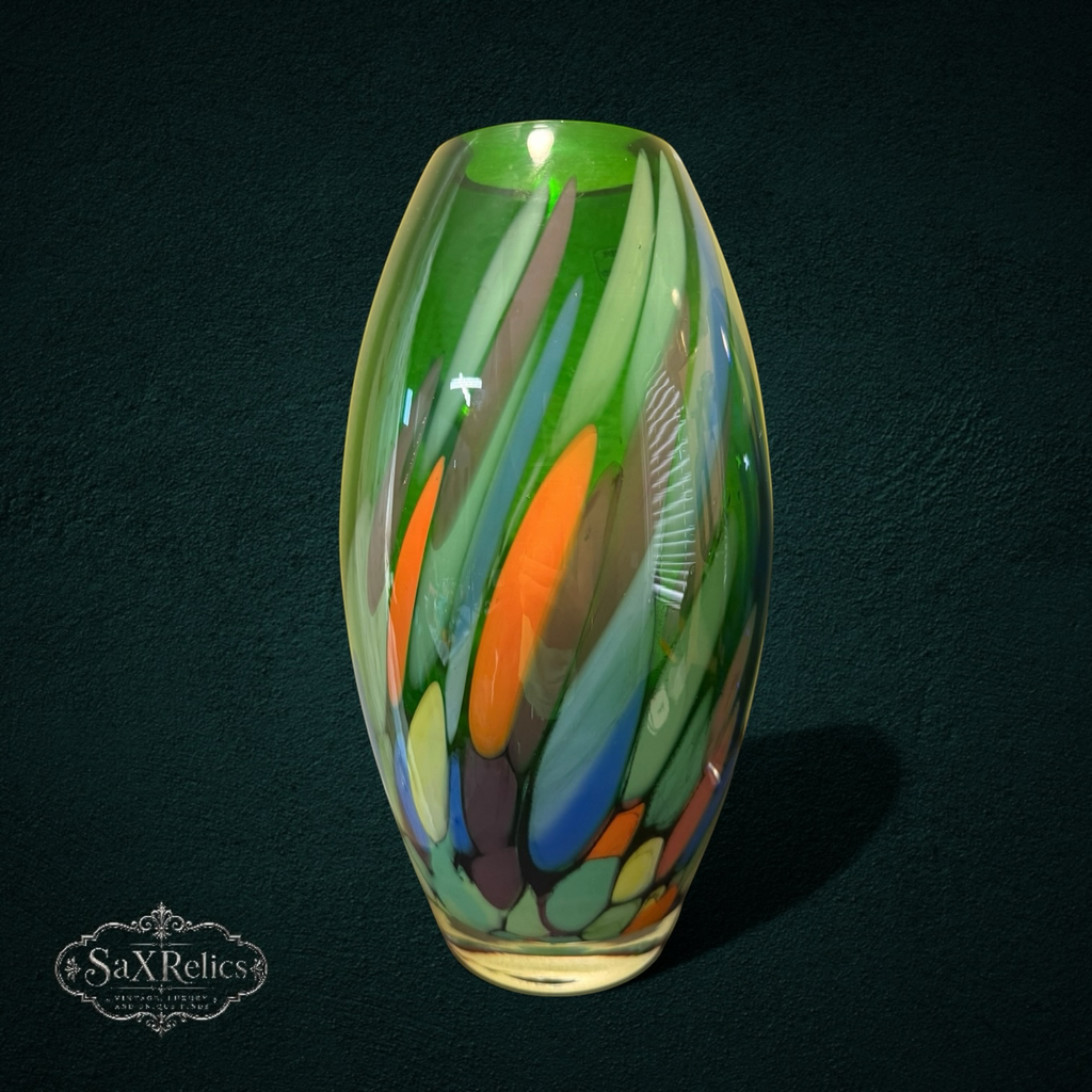 Verde — Makora Krosno Hand-Blown Confetti Art Glass Vase (Handmade in Poland)