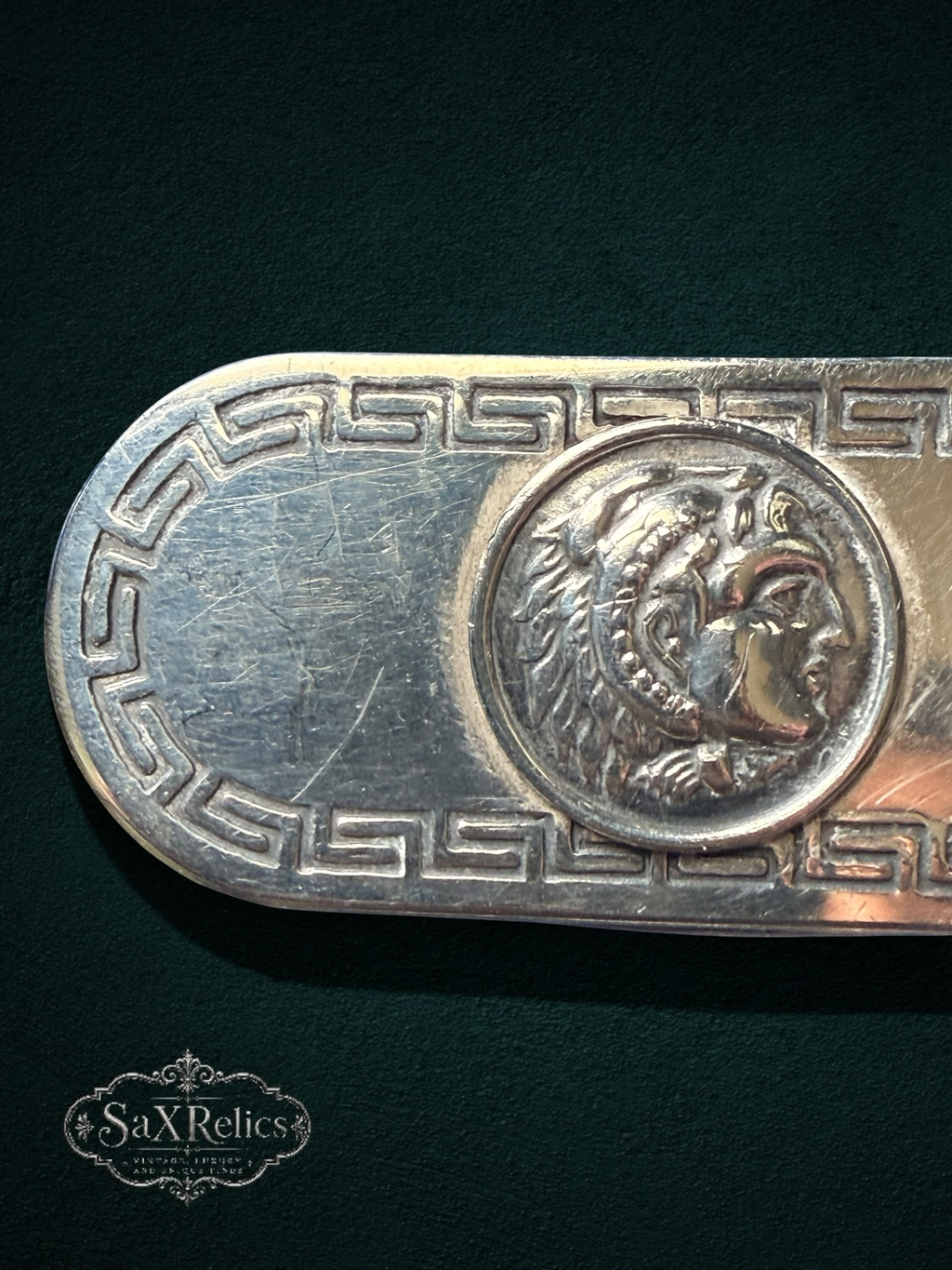 Dracma — Vintage Sterling Silver Money Clip with Macedonian Drachma Replica Coin (925)