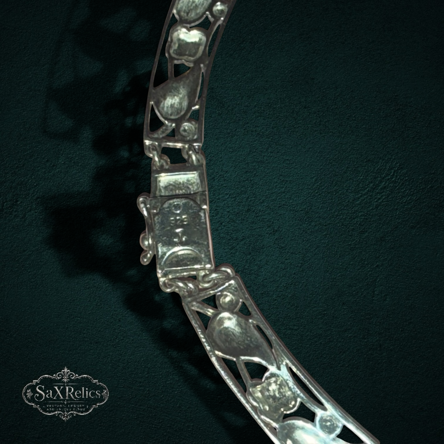 Rosaleda — Vintage Sterling Silver Marcasite Filigree Rose Collar (925)