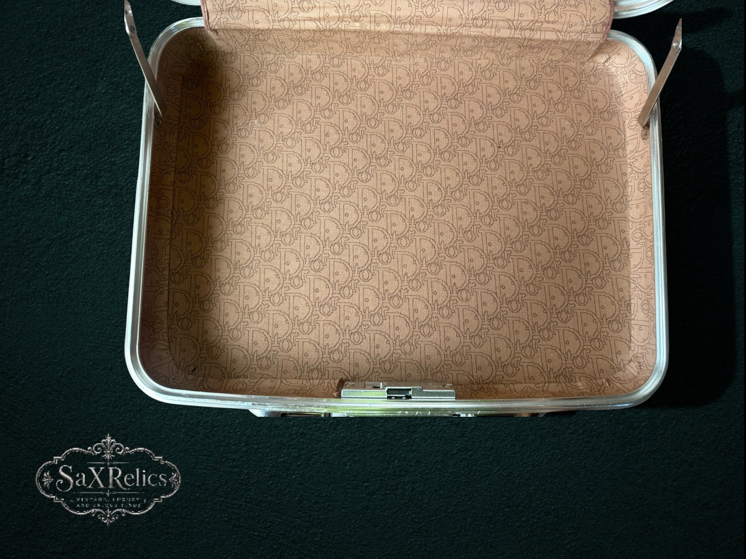 My Store vintage Christian Dior hard shell briefcase interior with iconic monogram fabric lining
