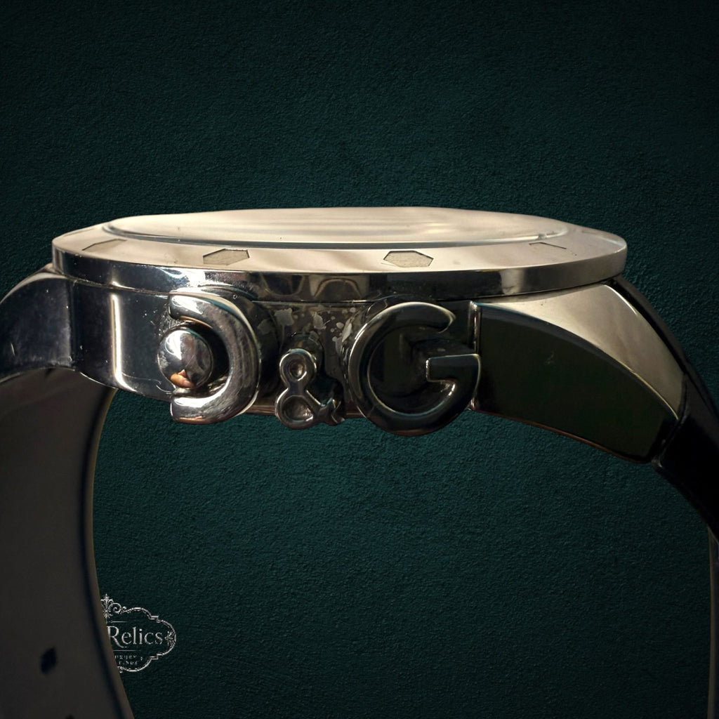My Store Dolce & Gabbana analog watch with a stainless steel case featuring prominent D&G logo side detailing.