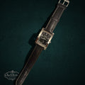 My Store Fossil Arkitekt rectangular men's watch with a black dial, stainless steel case, and dark leather strap.