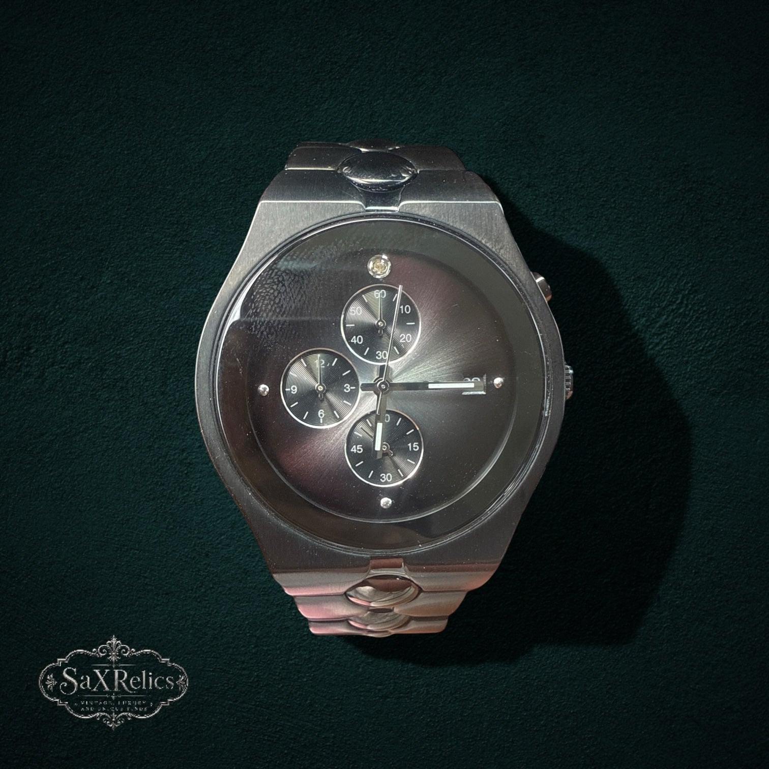 My Store Fossil Arkitekt stainless steel chronograph watch with a sunray-brushed grey dial and articulated bracelet.
