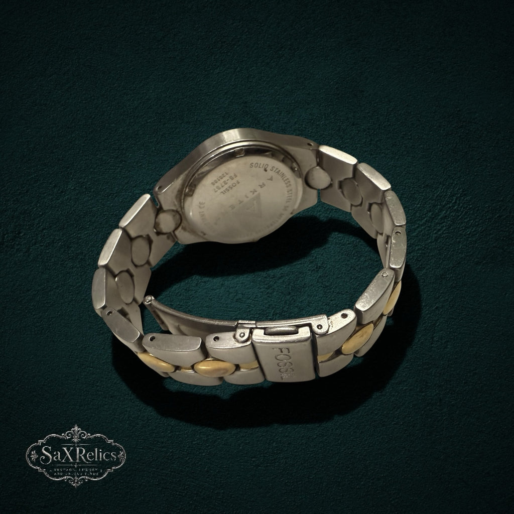 My Store Fossil Arkitekt stainless steel wristwatch with two-tone silver and gold link bracelet and deployment clasp