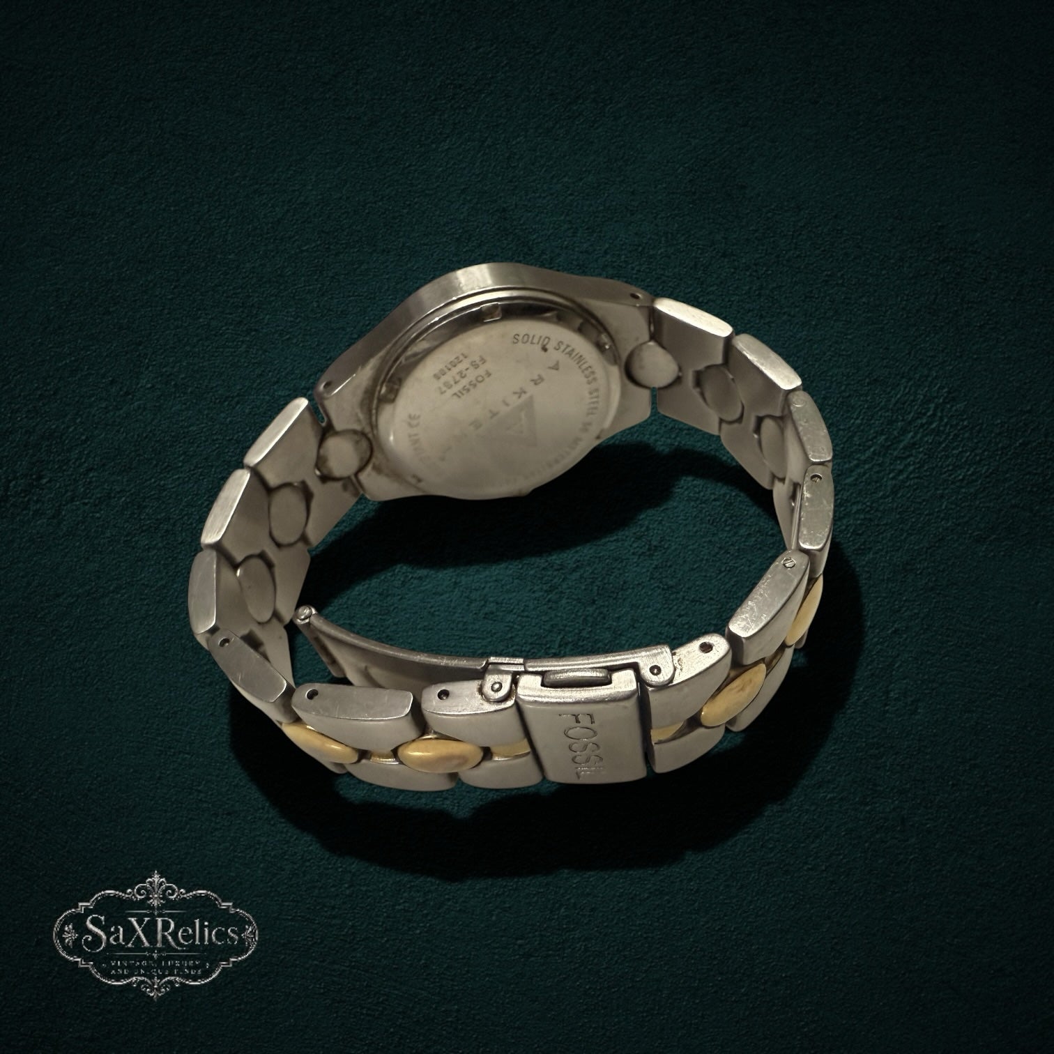 My Store Fossil Arkitekt stainless steel wristwatch with two-tone silver and gold link bracelet and deployment clasp