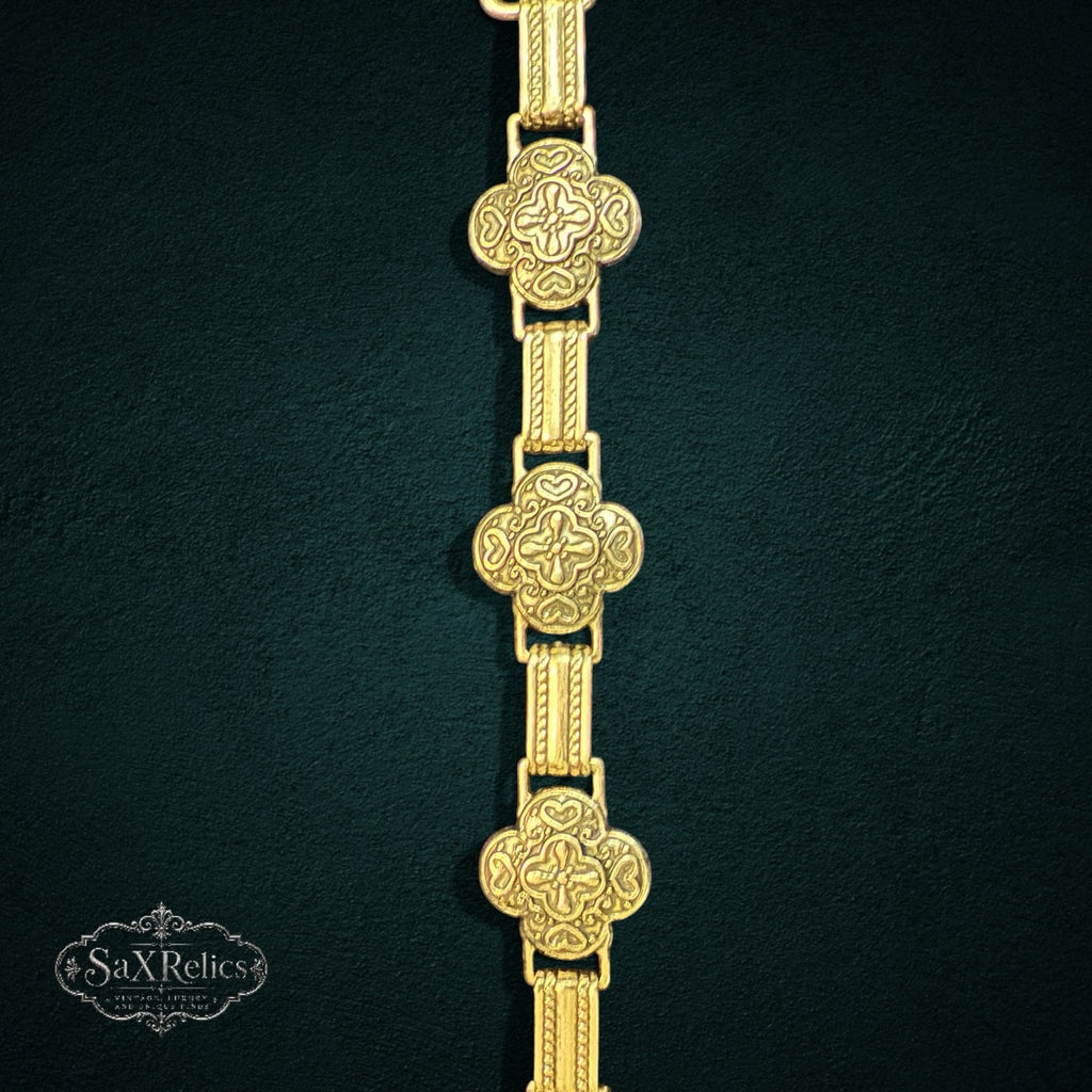 SaX Relics Brighton silver-plated clover link bracelet detail showing intricate filigree