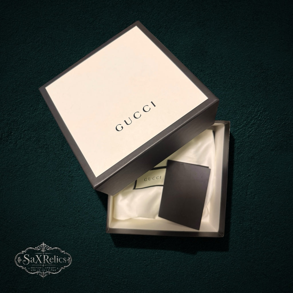 My Store Gucci monogram wool scarf presentation box with branded packaging and dust paper