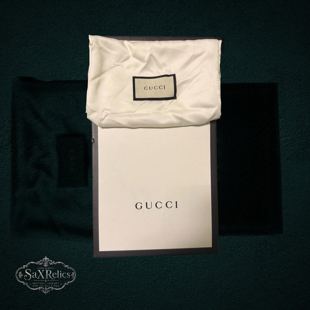 My Store Gucci branded white and black luxury slide sandal box with a protective silk dust bag