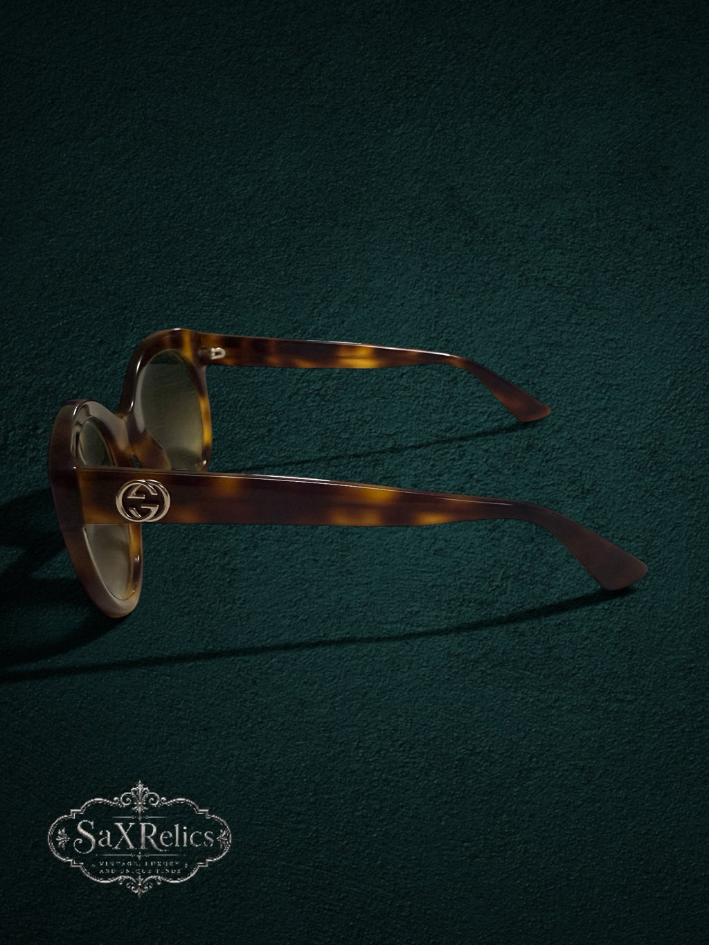 My Store Gucci tortoiseshell cat eye sunglasses with gold interlocking GG logo on the temple