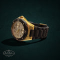 SaX Relics Invicta Angel 18797 multi-function watch with a gold-tone case, white dial, and black silicone strap