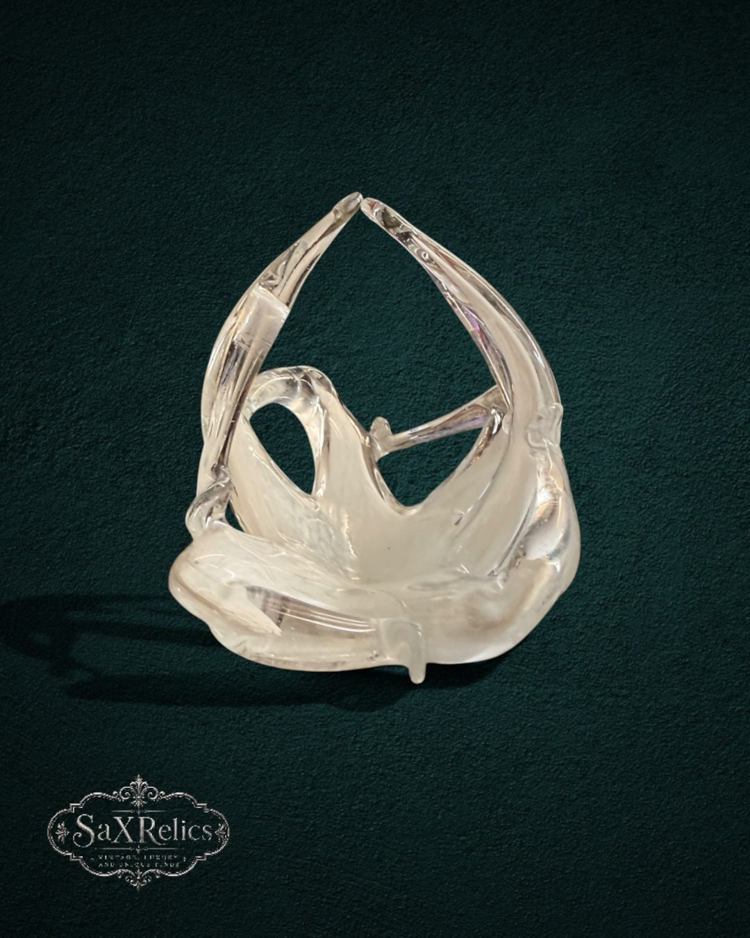 My Store handcrafted Murano glass centerpiece bowl with fluid organic design and delicate white latticino accents.