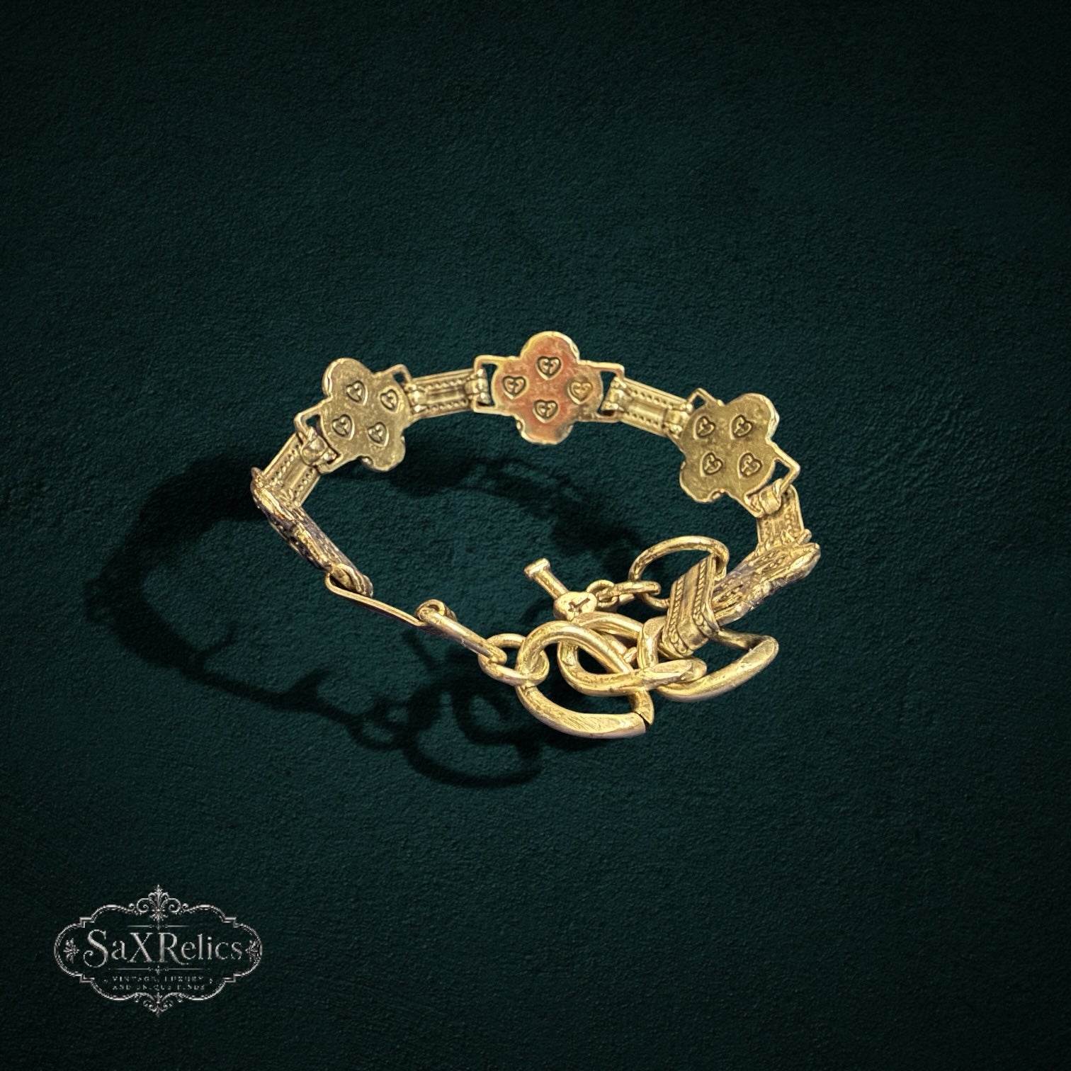 SaX Relics Brighton silver-plated clover link bracelet with filigree worked into each link