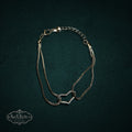 SaX Relics sterling silver double-strand box chain anklet with heart charm and adjustable clasp