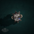 My Store SAXRelics vintage-inspired sterling silver statement ring with an oval clear stone and marcasite star setting.