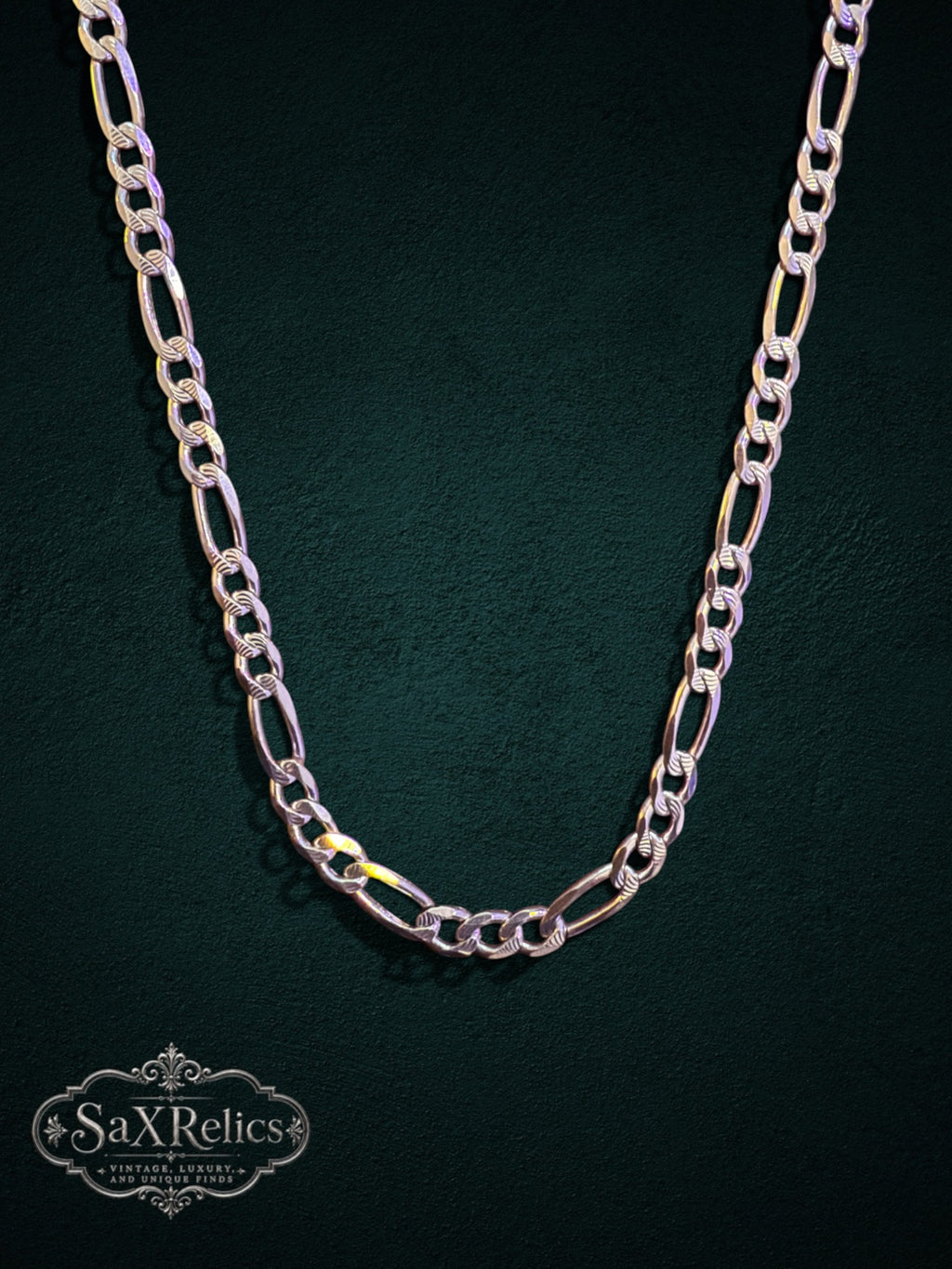 Sevilla sterling silver Figaro chain necklace, 24 inch, 5mm