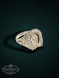 My Store SAXRelics vintage-inspired ring featuring a Virgin Mary centerpiece in a horseshoe frame with stone accents.