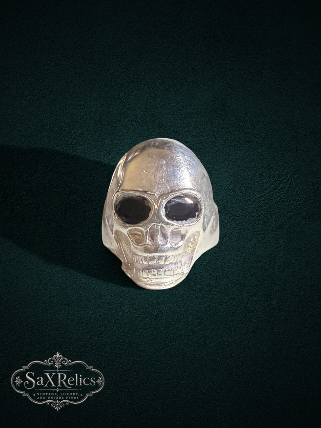 Calavera Mexican sterling silver skull ring, polished finish