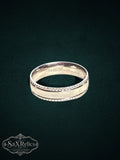 My Store vintage-inspired silver band ring with a brushed center finish and decorative beaded edges