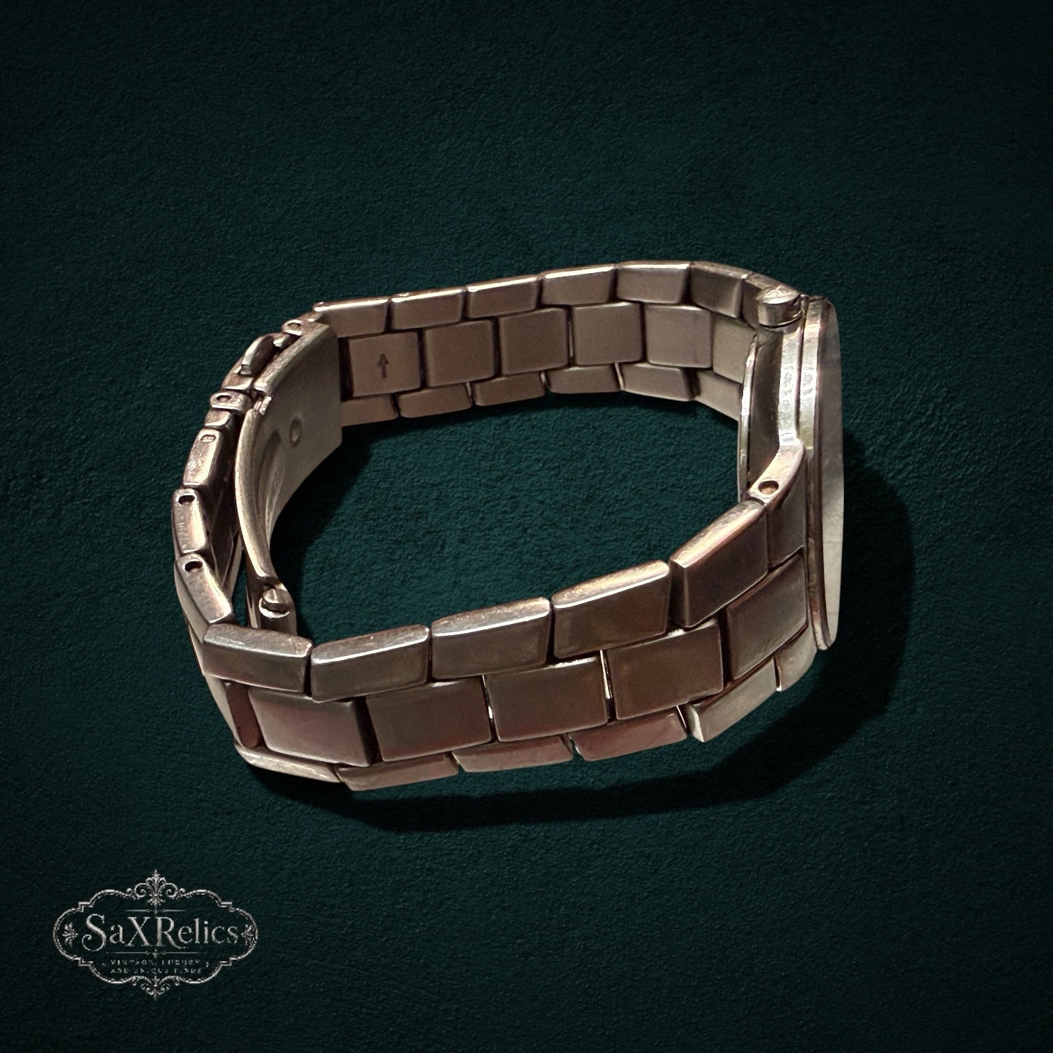 SaX Relics Skagen Denmark slim link bracelet watch in a polished silver-tone finish