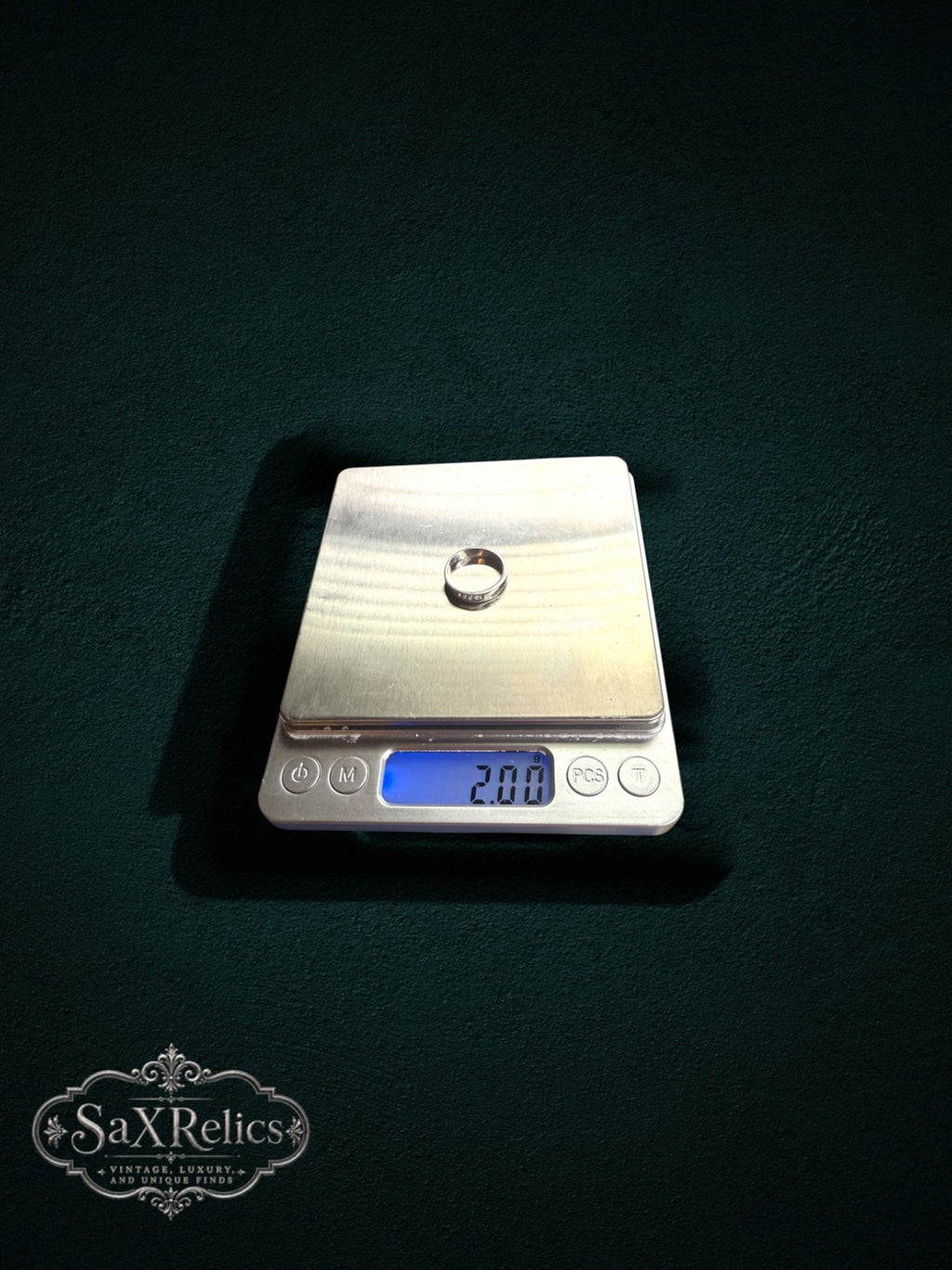 Compromiso bridal set — sterling silver CZ band weighing 2.00 grams