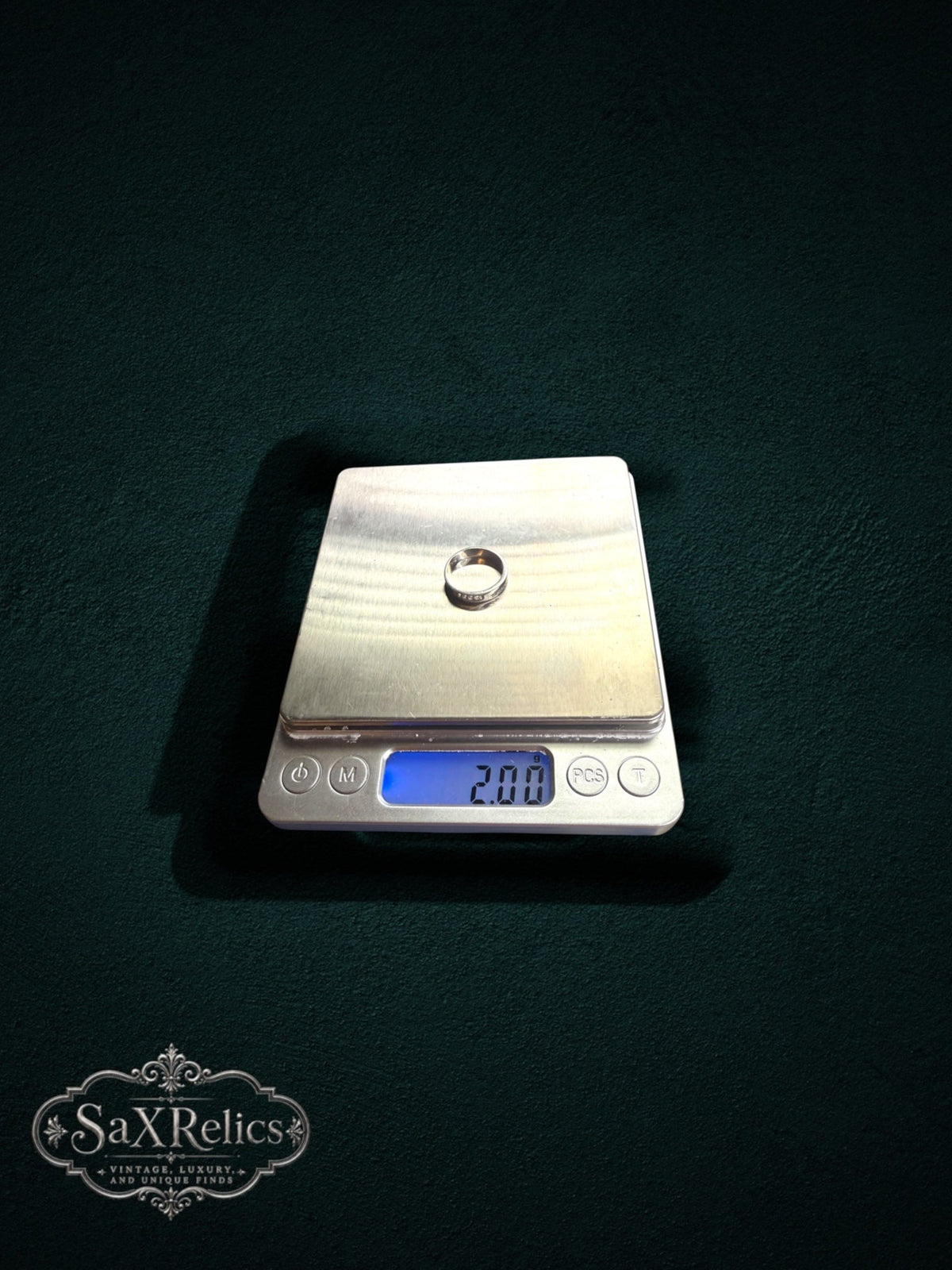 Compromiso bridal set — sterling silver CZ band weighing 2.00 grams