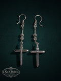 Crucecitas sterling silver cross dangle earrings with bead accents