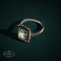 My Store vintage-inspired 925 sterling silver statement ring with a cushion-cut stone and beaded band detailing.