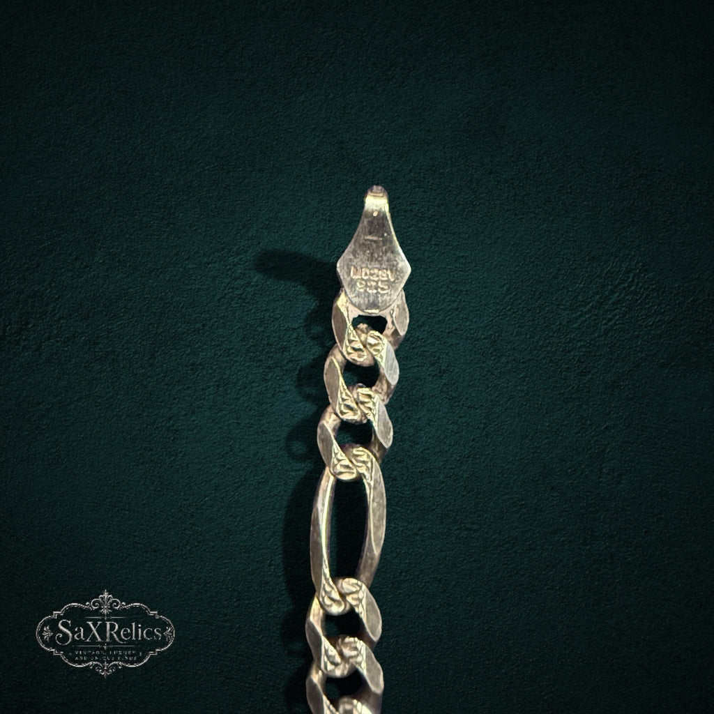 My Store 925 sterling silver Figaro chain bracelet with detailed link texture and hallmark stamp