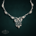 My Store SAXRelics sterling silver filigree statement necklace with intricate wirework and polished silver spheres.