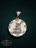 Custodio sterling silver Guardian Angel medallion, front