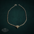 SaX Relics sterling silver textured heart charm anklet on a twisted rope chain