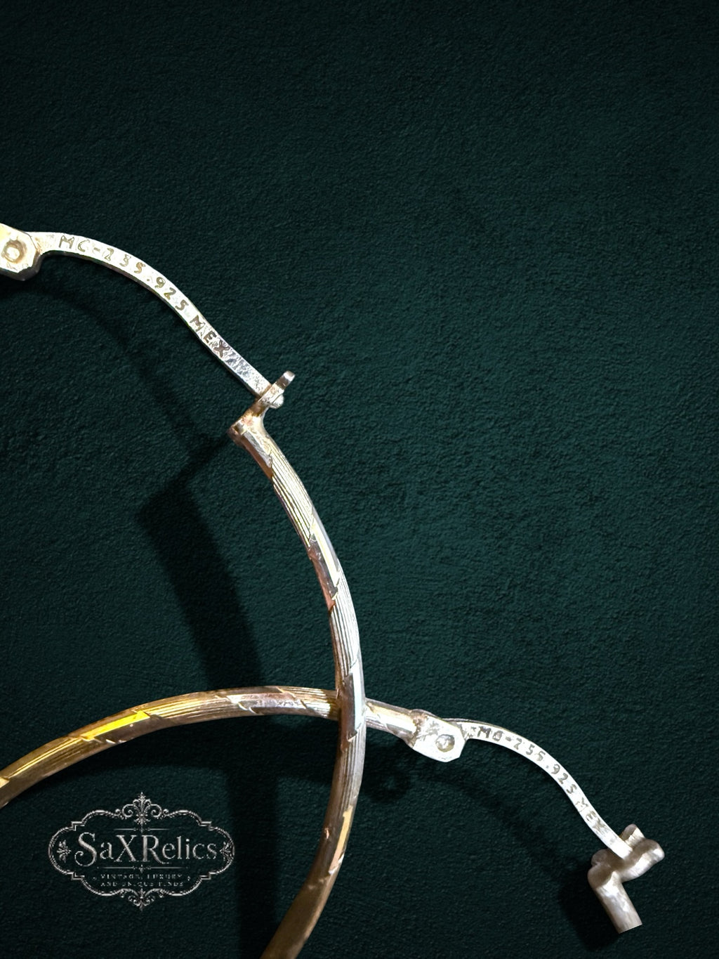 My Store vintage-inspired large sterling silver hoop earrings with textured finish and secure hinged closure