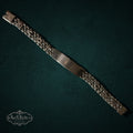 SaX Relics — Cédula vintage Mexican sterling silver ID bracelet with woven links and a blank center plate.