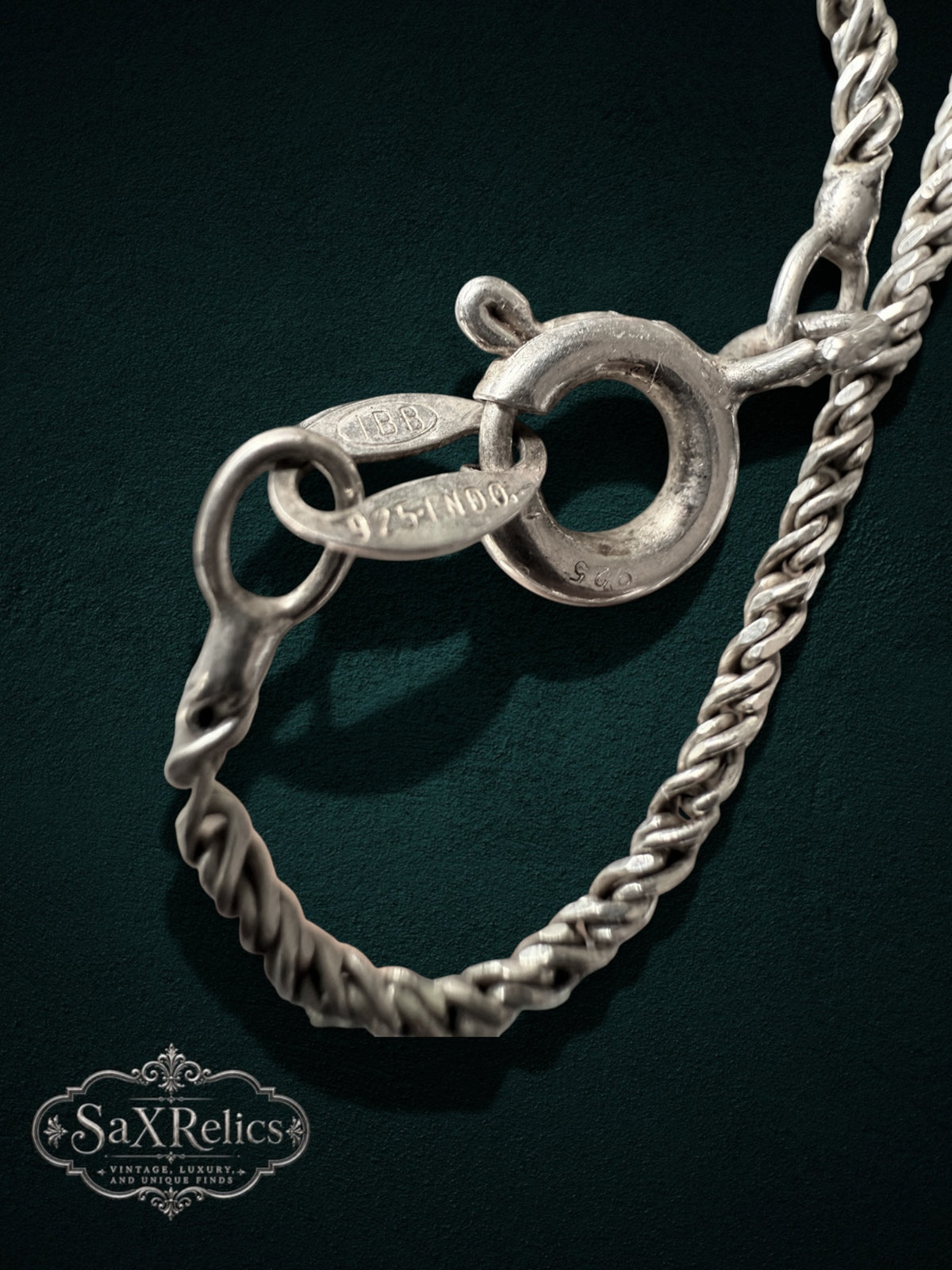 My Store sterling silver rope chain necklace with 925 hallmark and spring ring clasp