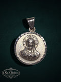 Milagro sterling silver medallion, Sacred Heart side with hammered border
