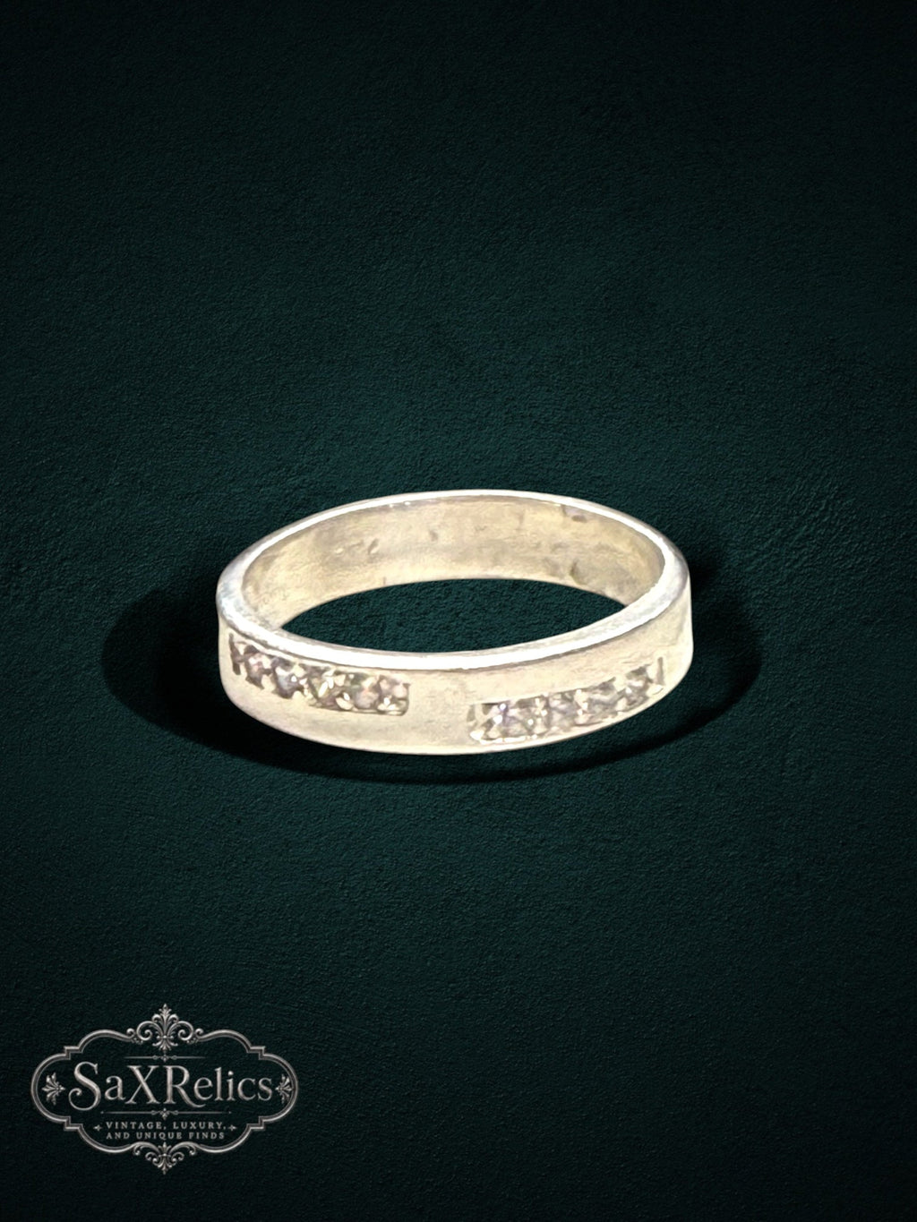 Compromiso bridal set — matching sterling silver CZ band