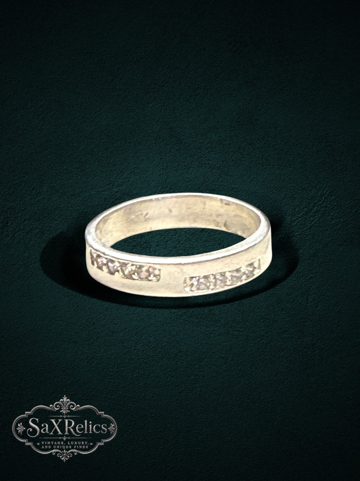 Compromiso bridal set — matching sterling silver CZ band