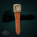 My Store Strada square wristwatch with crystal-encrusted bezel and tan embossed leather-textured strap
