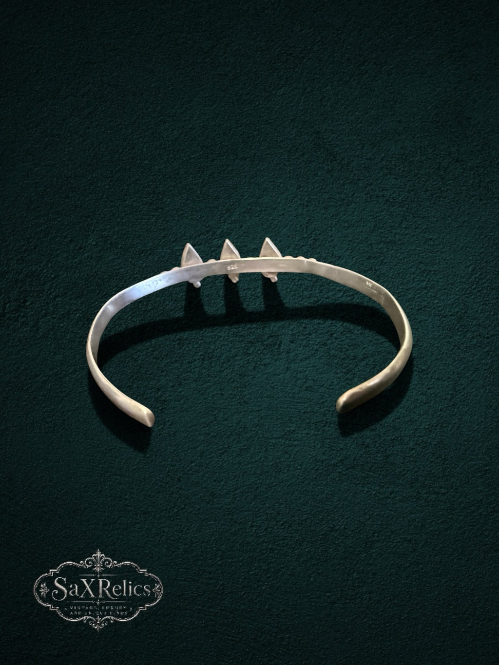 My Store sterling silver cuff bracelet featuring three teardrop turquoise stones and delicate bead detailing.