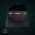 My Store vintage black beaded evening handbag with intricate fan-shaped pattern and elegant gold-tone metal frame.