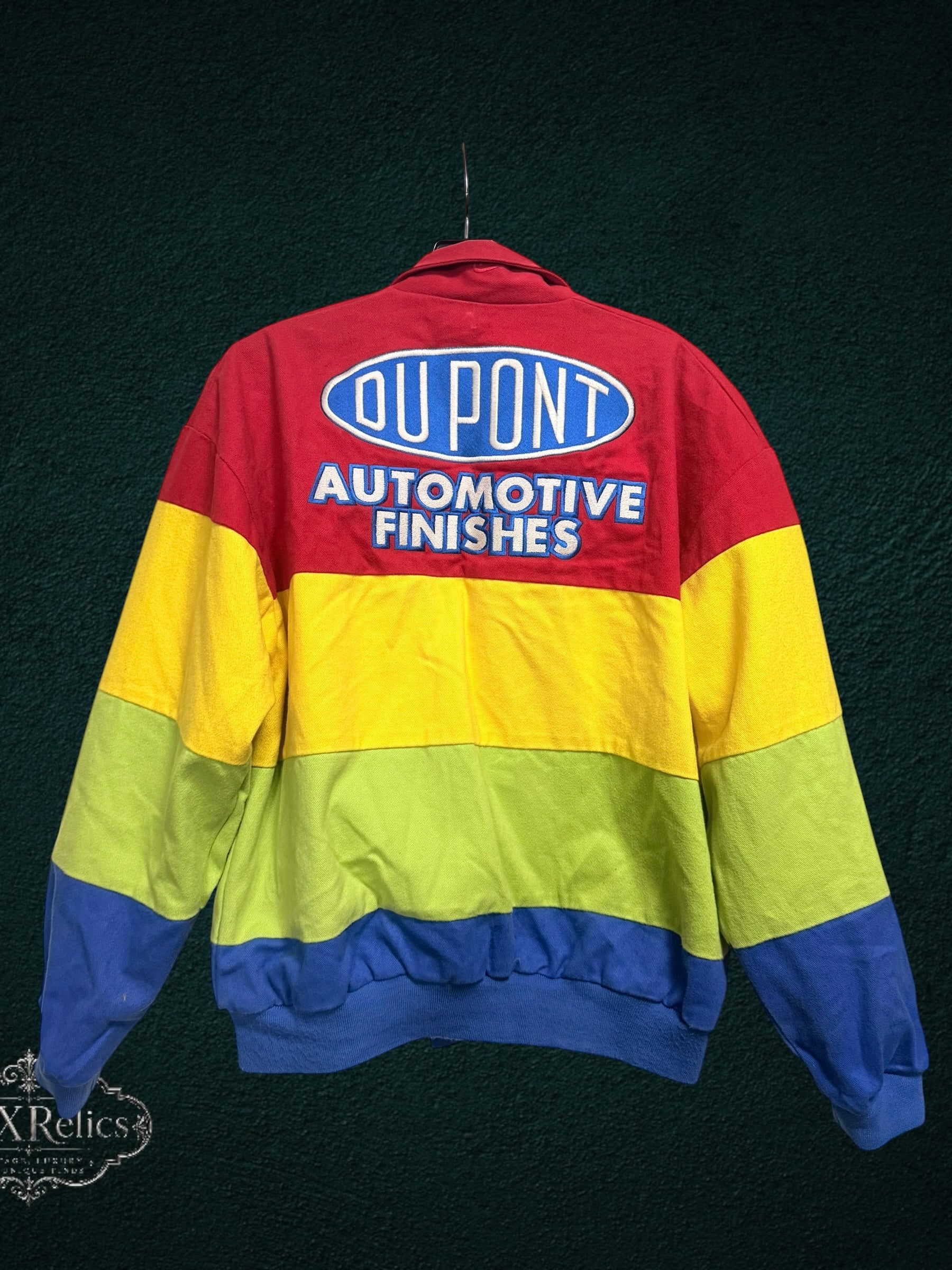 My Store vintage Chase Authentics Jeff Gordon NASCAR racing jacket with red, yellow, lime, and blue color-blocked back