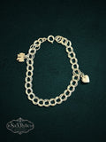 My Store SAXRelics vintage-inspired silver-tone double-link charm bracelet with heart and floral charms